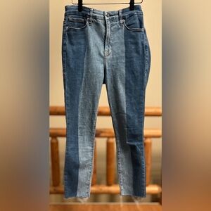 Good American “Good Legs Crop” Two-Tone Skinny Jeans • Size 12/31